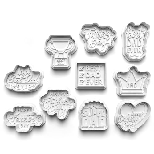 Cookie Cutters Set 10 PCS Fathers Day Cookie Stamp Cookie Cutter Mould Dough Fondant for Kid DIY Cookie Making