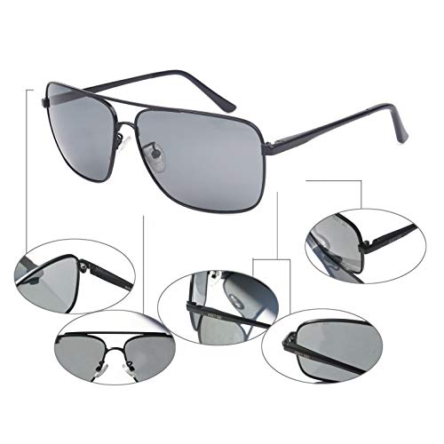 JUST GO Men Metal Frame Square Aviator Polarized Sunglasses, 100% UV Protection4