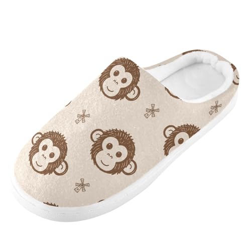 Soft Cute Monkey Yellow House Slippers for Woman Men,Fuzzy Slippers Cozy Memory Foam House Shoes Gifts for Women Men Size 14/15 23013202