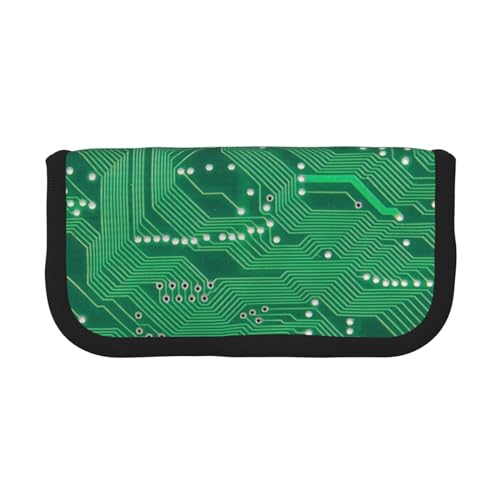 Primo Piano Del Circuito Del Computer Astuccio per matite per in per penne a matita di grande capacità stampato tela verde