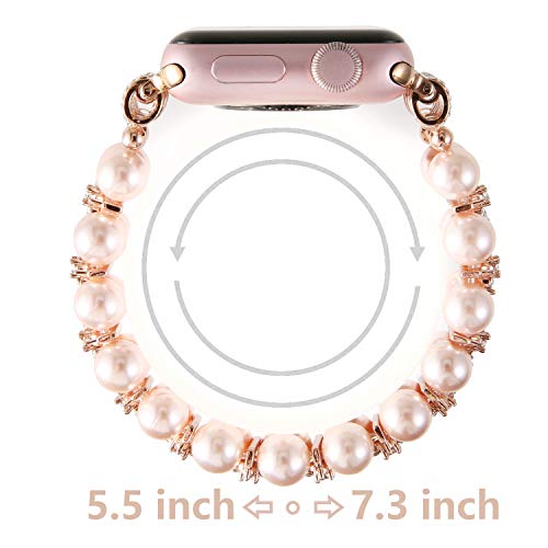 GEMEK Pearl Bracelet Compatible with Apple Watch Strap Women 38/40/41mm iWatch Strap Series 9/8/7/6/5/4/3/2/1 - Image 3