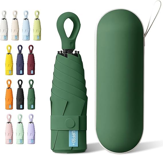 Image of Umbrella, Mini Folding Windproof & Compact UV Umbrella for Sun Protection Rain Windproof Strong Large 3 Fold for Women Handbags,3 Fold for Men Women, Stylish & Compact