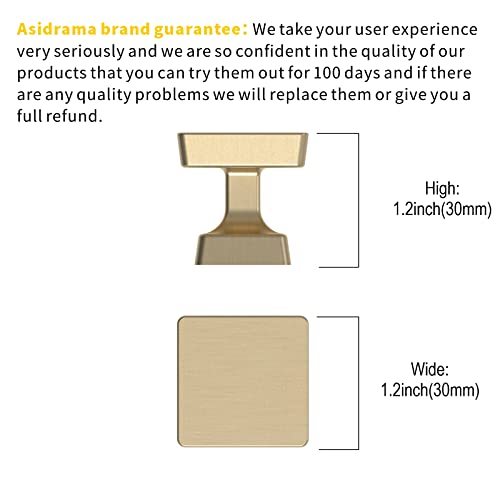 Image of Asidrama 10 Pack 1-1 /4 inch Brushed Brass Kitchen Cabinet Knobs Gold Dresser Knobs Drawer Knobs Cabinet Hardware Zinc Knobs for Dresser Drawers