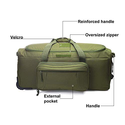 ARMYCAMO Rolling Loadout Luggage Bag with Wheels,Hockey Bag, Duffle Bag with Rollers,124L X-Large Heavy Duty Oversized Storage Bag,Tactical Wheeled Deployment Trolley Camping Bag