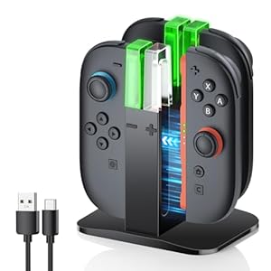 FYOUNG Controller Charger Dock for Nintendo Switch 2 (2025), Charging Station Stand for Joycon 2 Controller Accessories with Cord, Vertical Storage with 4-Magnetic Port Fast Charge, Reverse-Proof Mark