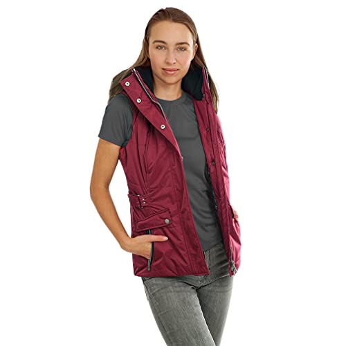Knuffelwuff Damen Weste Carinae Größe: M / 38 Rot - Leichte atmungsaktive wasserabweisende Steppweste mit vielen Taschen für Outdoor, Wandern, Reisen, Gassi gehen - Windbreaker Übergangsjacke