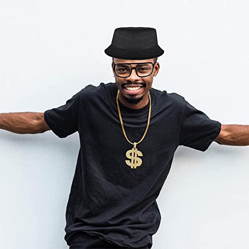 4 Stuks Hip Hop Kostuumset, Dollar Ketting, Zonnebril, Gouden Ring Dollartekens, Bucket Hoed, Rapperaccessoires Uit de Jaren 80/90, Voor Mannen en Vrouwen - Image 7