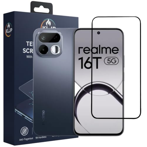 Image of Gorilla Tempered Glass For Realme 16T 5G (Pack of 1) With Installation Kit | Edge to Edge Coverage | Black
