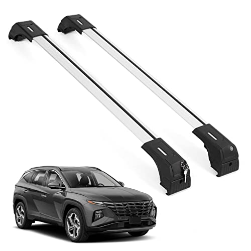 ERKUL Roof Rack Cross Bars for Hyundai Tucson | Aluminum Lockable Rooftop Luggage Crossbars Set to Carry Cargo Carrier, Canoe, Snowboard, Bike by ERKUL Car Accessories | Silver, 2022