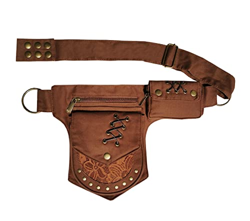 Larswon Renaissance Leg Bag for Women Renaissance Belt Festival Bags Hip Pouch for Women Thigh Pack Coffee