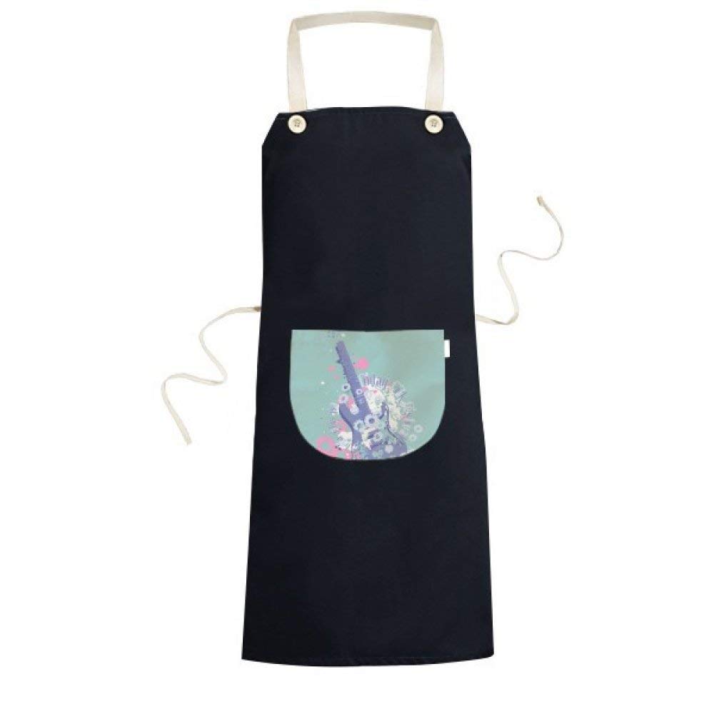 Guitare motif frais illustré cuisine tablier noir pour moments conviviaux