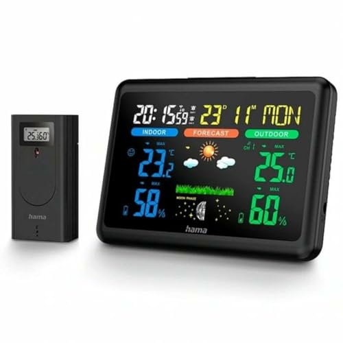 HAMA | Estación Meteorológica (Digital, Control de Temperatura, Humedad, Hora, Pronóstico del Tiempo...