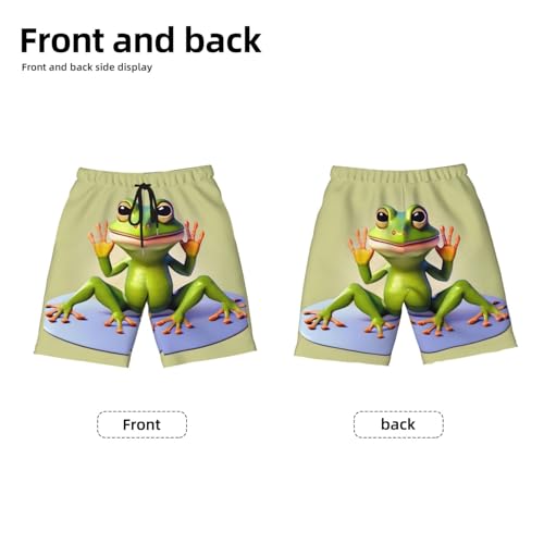 The Funny Frog Doing Yoga X-Large Youth Beach Pants, Soft and Breathable, with Drawstring Waist, Suitable for Sports and Leisure. Black2