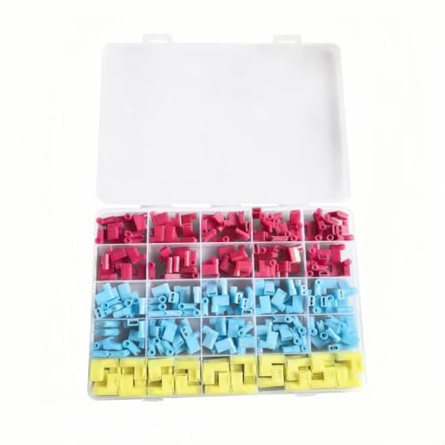 AONNOUS 240Pcs Right Angle Spade Connector 22-10AWG Nylon Quick Disconnect Flag Terminal Connector Red, Yellow, Blue 90 Degree Wire Terminal