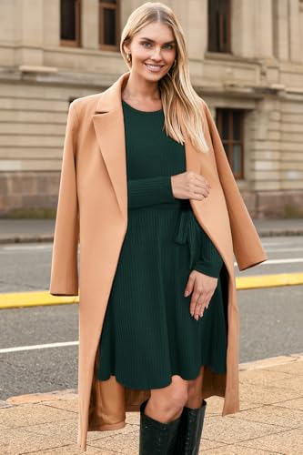 Newshows Women's Long Sleeve Fall Teacher Dresses 2025 Work Casual Knit Pockets Winter Sweater Dress Trendy2