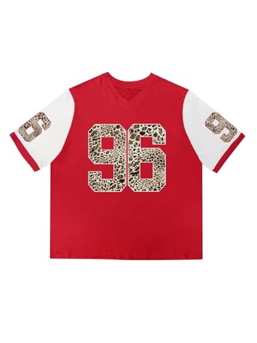 SOLY HUX Women's Plus Size Summer Leopard Jersey T Shirts Oversized V Neck Graphic Tee Tops3