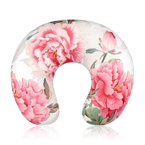 Image of Nursing Pillow Cover, Breastfeeding Pillow Cover Stretchy Removable Feeding Pillowcase for Newborn, Ultra Soft and Comfortable Nursing Pillow Slipcover for Baby Girls Boys, Pink Peony Floral