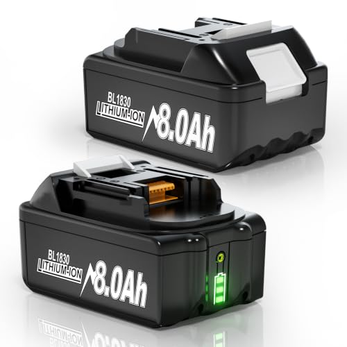 8000mAh Replacement for Makita 18V Batteries 2-Pack, Fits BL1860B BL1850B BL1840B BL1830B BL1815B and Makita Battery 18v Battery Tools, High Capacity with LED Power Indicator by Gluozaiaou - Used condition - CA$63.62