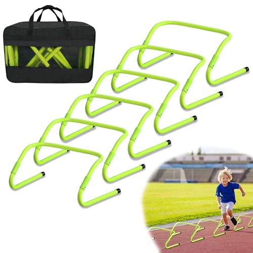 CEEDIR 6er Set Speed/Agility Training Hürden Höhenverstellbar 20/30 cm Trainingshürden Fußball Multi-Sport Trainingshilfe Koordinationstraining Beweglichkeits für Kinder Grün