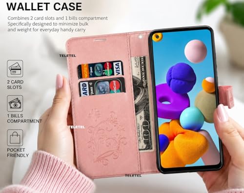 Image of TELETEL Butterfly Magnetic Closure Wallet Card Holder Flip Case for Vivo V50 5G|Mobile Cover|Back Flip Cover - Pink