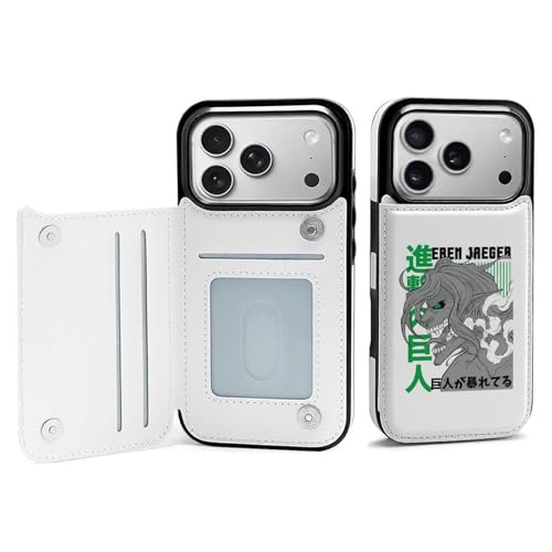 iPhone17Pro用ケース 手帳型 進撃の巨人 エレン・イェーガー スマホケース 財布型 アイフォン17Pro用ケース おしゃれ 軽量 背面 携帯カバー カード収納 スタンド機能 PUレザー 耐衝撃