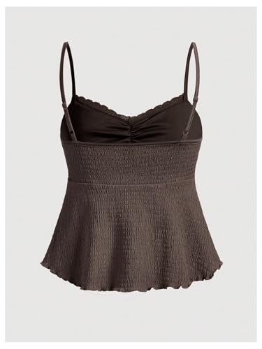 Image of SOLY HUX Women's Peplum Tops Summer Casual Ruched Flowy Going Out Top Spaghetti Strap Tank Camisole