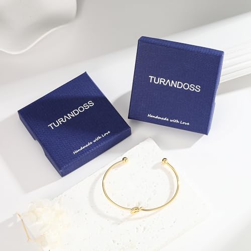 Turandoss Gold Knot Bangle Bracelets for Women - Dainty 18K Gold Plated Cuff Bangle Bracelets for Women Trendy Adjustable Love Knot Cuff Bracelet Jewelry Gifts - image 7