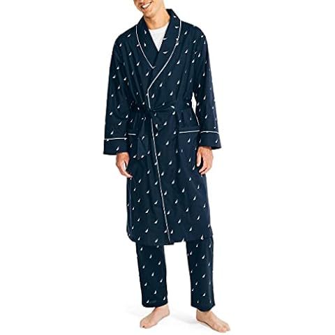 Nautica Albornoz para hombre de manga larga, ligero, de algodón tejido Cover