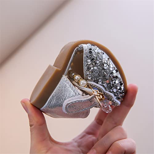 Princess Glitter Bowknot Flats for Little Big Girls Pearl Sequins Closed-toe Sandals Shoes3