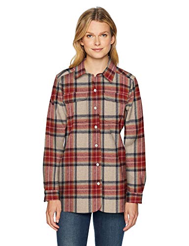 Pendleton Women's Long Sleeve Board Wool Shirt, Vintage Ivory stewart, XXS