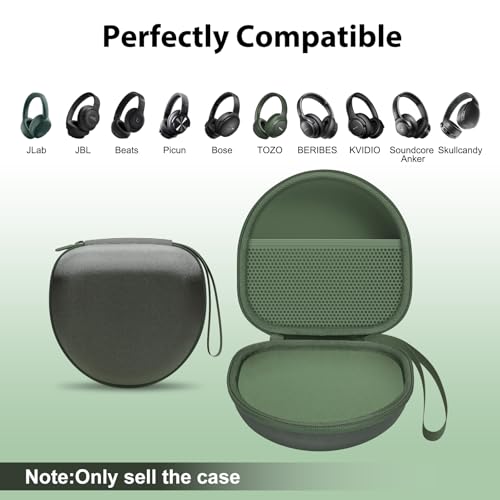Headphone Headset Case for JLab JBuds Lux ANC/JLab Go Lux ANC/TOZO HT3/Beats/JBL/BERIBES/Picun/KVIDIO Noise Cancelling Over-Ear Foldable Headphone, Dark Green by XANAD - Image 2