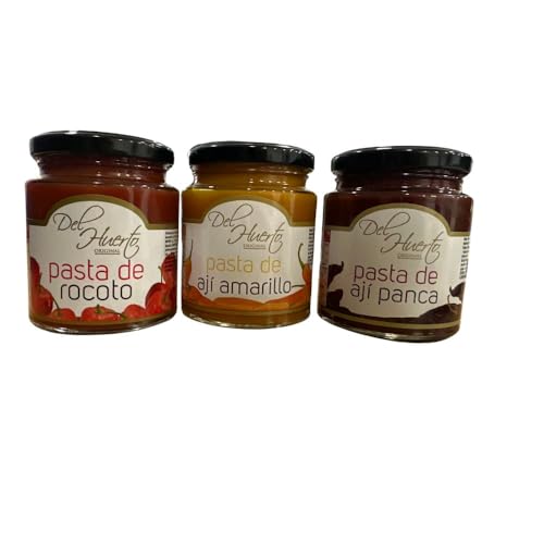 Del Huerto Pastas Peruanas, Ají Amarillo, Ají Panca, Ají Rocoto, Pack de 3