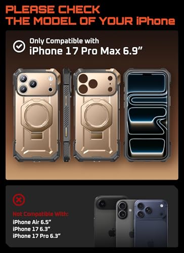 Image of SUPCASE for iPhone 17 Pro Max Case with Kickstand (Unicorn Beetle Grip), [Camera Control Cover] [Compatible with MagSafe] [Military-Grade Drop Protection] Heavy Duty Magnetic Phone Case, Desert