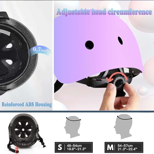 Image of FOOKCIAN Kids Helmet,Toddler Skateboard Helmets for Ages 2-3-5-8-14 Years Boys Girls with Knee and Elbow Pads Wrist Guards fit Roller Skates,Skateboarding,Skating Scooter Adjustable Kids Helmet