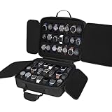 LASUK 42 slots watch storage box, portable hard watch travel box, watch storage display storage box, padded watch portable box for watches