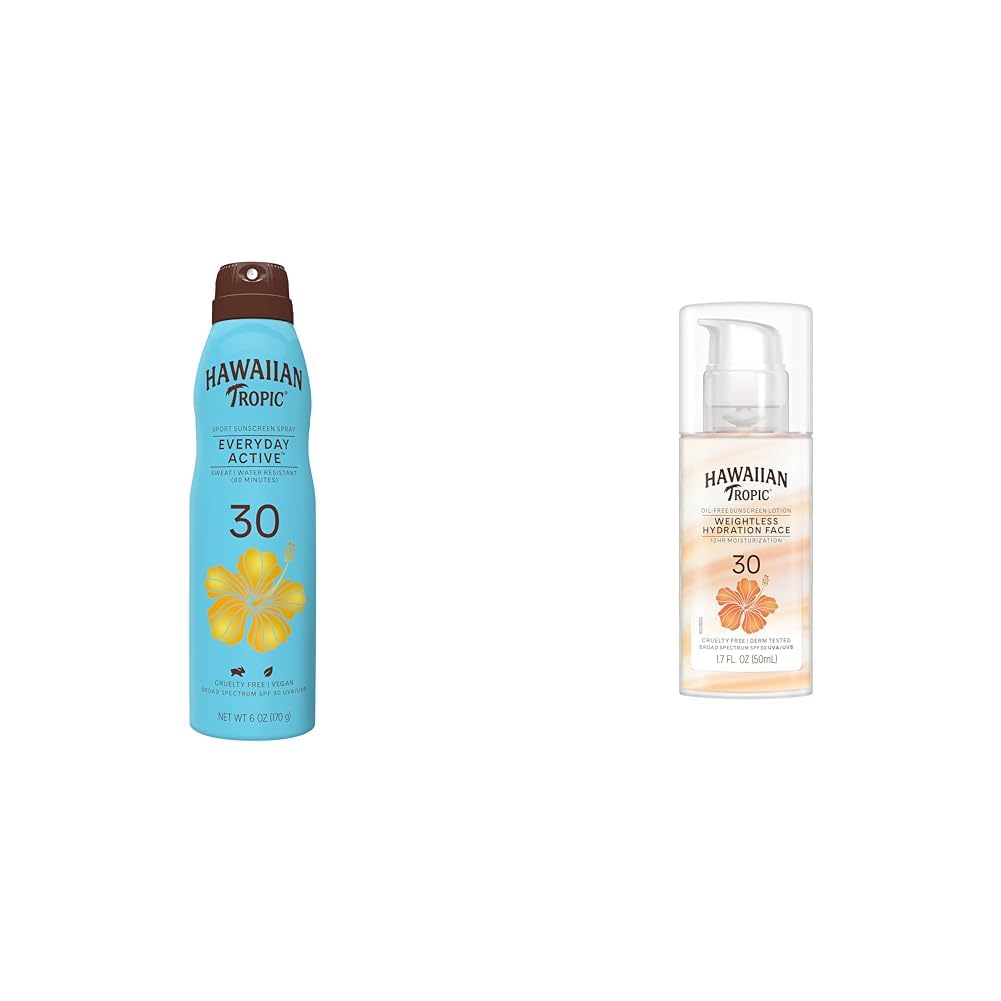 Hawaiian Tropic Everyday Active Clear Spray Sunscreen SPF 30 6oz Weightless Hydration Face Sunscreen SPF 30 1 7oz