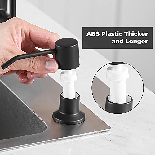 Soap Dispenser For Kitchen Sink Matte Black, Refill From The Top, Stainless Steel Built In Sink Soap Dispenser With Large 13.5 Ounce Bottle 2309R #TOP2