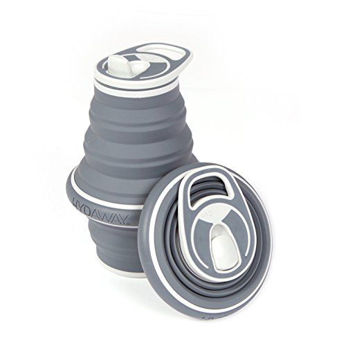 HYDAWAY Charcoal Silicone Collapsible 21 Ounce Water Bottle