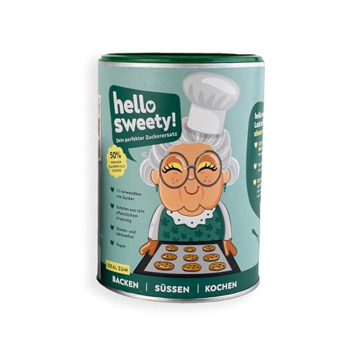 hello sweety - Zucker Alternative der Zukunft 1 kg Dose vegan glutenfrei laktosefrei - Zuckerersatz beim Backen Kochen Süßen - Ersatzzucker Mischung aus Inulin Eythrit Stevia und Isomaltulose