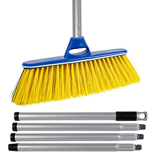 ARICASA Home Prodcuts - Code 129/702 - Dual Use Besen mit weicher und harter Faser für den Innen- und Außenbereich, blau/gelb-blau, 4 Stück Cover