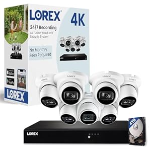 Lorex Fusion 4K PoE Outdoor/Indoor Smart Home Security Camera System, 4TB NVR, White – 7 Dome IP Cameras, 16 Channel (Wired & Fusion WiFi) Surveillance, Color Night Vision, Smart Motion Detection…