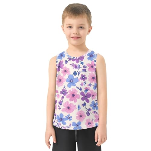 susiyo Pink Purple Blue Lavender Flowers Boys Sleeveless Tank Top Girls Athletic T Shirt2
