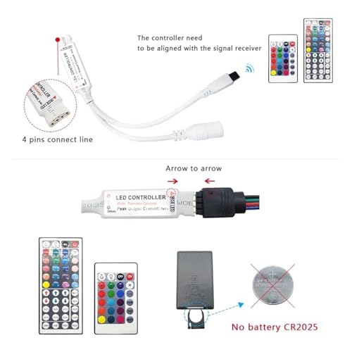 Adapté aux bandes lumineuses LED RVB : contrôleur de musique 24 et 44 touches infrarouge
