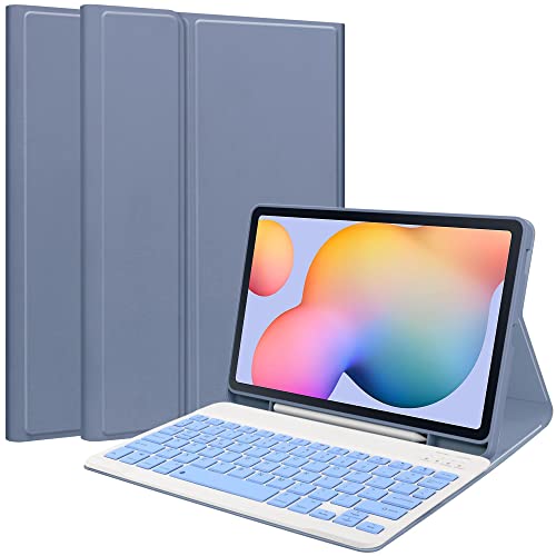 Clavier sans fil pour Galaxy Tab S6 Lite étui violet idéal pour travailler au café