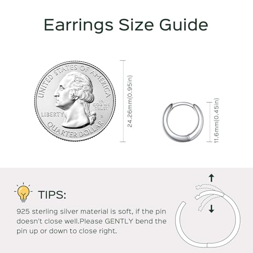 ChicSilver Small Chunky Hoop Earrings White Gold Plated Silver Thick Huggie Hoop Earrings for Women Hypoallergenic Lightweight (with Gift Box)4