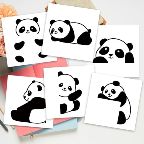 6 adhesivos decorativos de interruptor de luz con diseño de panda miniatura 4