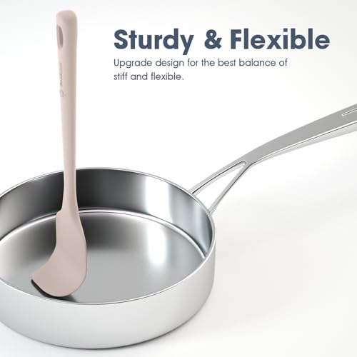 Image of ChefAide 5 Pieces Silicone Spatula Set, Food Grade Rubber Spatula, Upgrade Strong Handle with Ergonomic Grip, Heat Resistant Up to 600F for Nonstick Cookware, Cooking