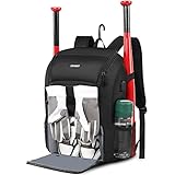 Baseball Backpack, Baseball Bag with USB Charging Port, Youth Softball Bat Bag with Vented Shoes Com
