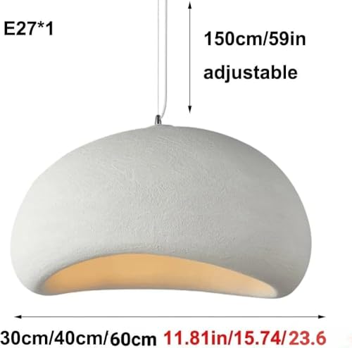 Image of Glowave Wabi Sabi 300mm White Resin Pendant Hanging Light Ceiling Lamp for Kitchen, Bedroom Hotels Cafes - Warm White (Round 300mm)