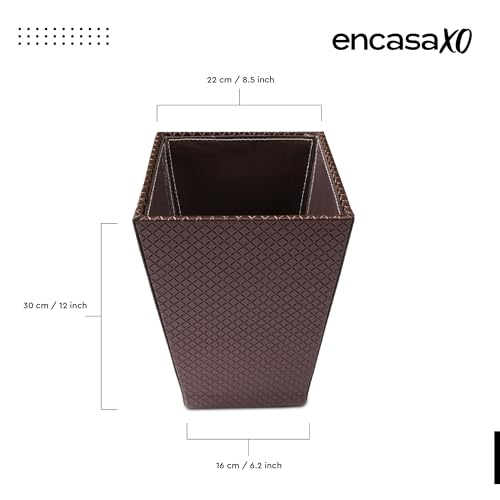 Image of Encasa XO Leather Dustbin for Home | 11 L (22x30 cm)(Large) Waste Bin for Bedroom, Washrooms, Kitchens Office, Hotel | Noise free, Floor Safe Trash Can | Textured Leather Garbage Bin - Copper
